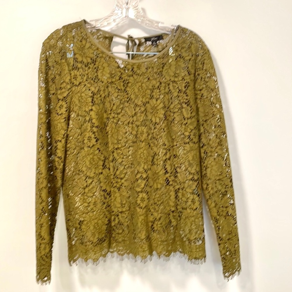 J Crew Lace Blouse in Olive